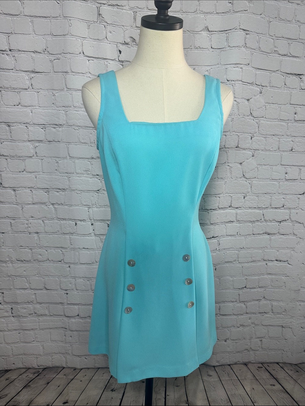 Vintage Y2K Rampage R-Wear Aqua Blue Romper Dress USA Made Size 9